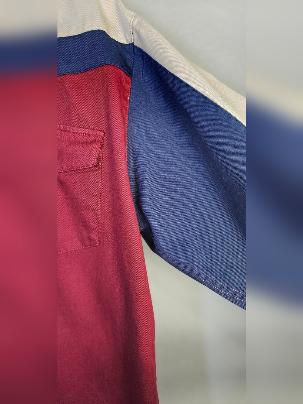 Just Western Vintage Colorblock Western Button Shirt Men's L Burgundy Navy Cream - Picture 8 of 8